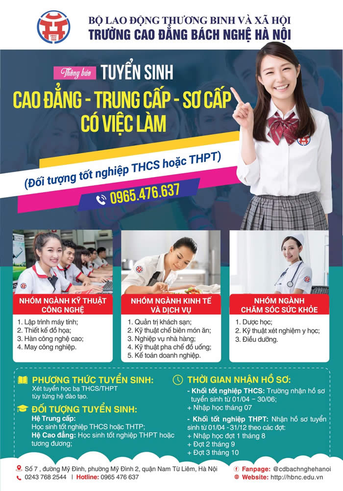 tuyển sinh năm học 2021 - 2022 trường cao đẳng bách 
nghệ Hà Nội