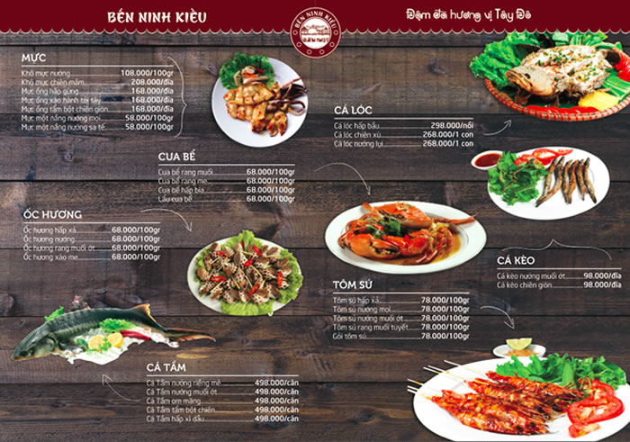 Trình bày hình ảnh món ăn trong menu bắt 
mắt giúp khách hàng dễ dàng lựa chọn món ăn