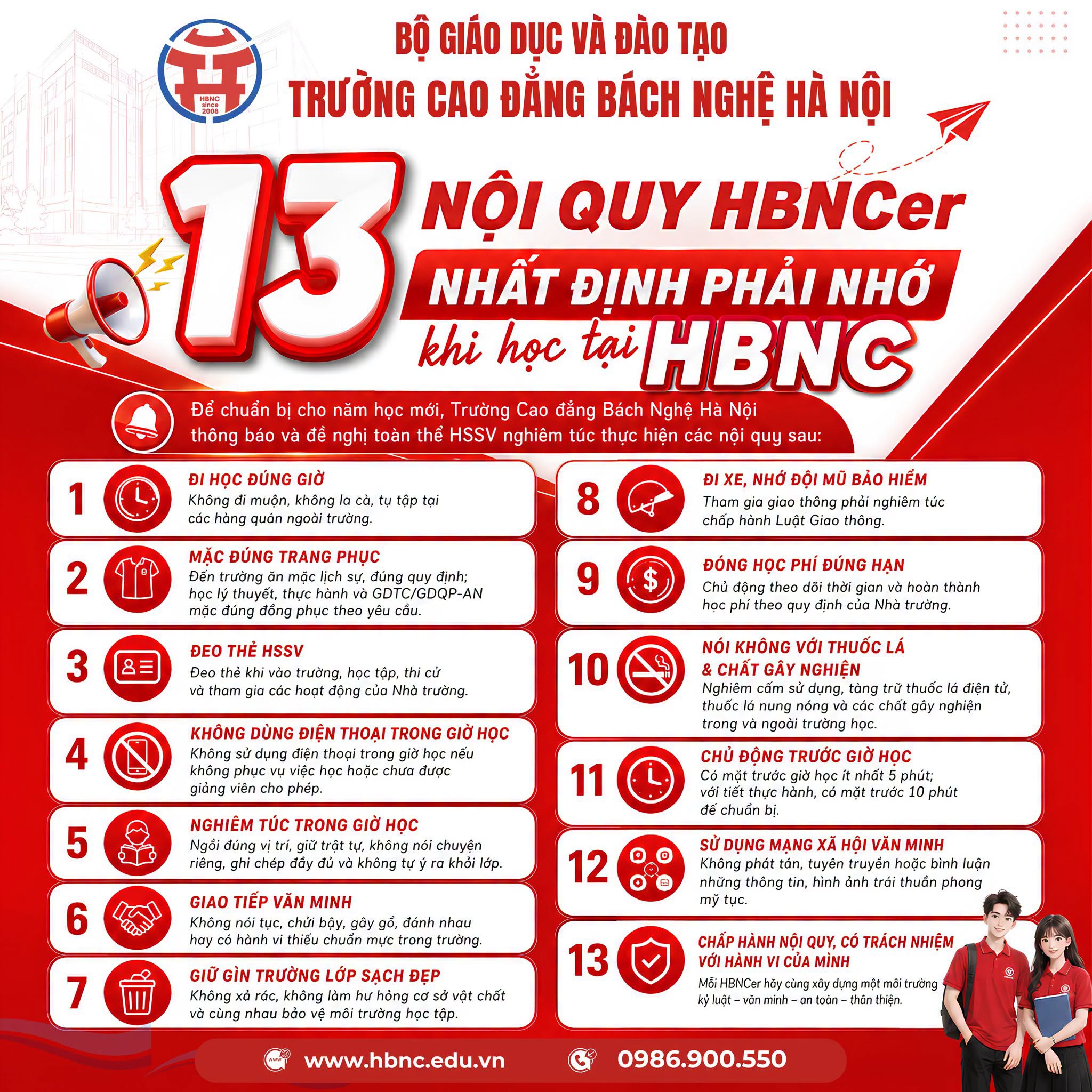 13 Nội Quy Hbncer Nhất định Phải Nhớ Khi Học Tại Cao đẳng Bách Nghệ Hà Nội