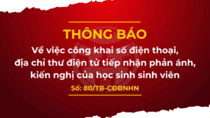 THÔNG BÁO Về việc công khai số điện thoại, địa chỉ thư điện tử tiếp nhận phản ánh, kiến nghị của học sinh sinh viên