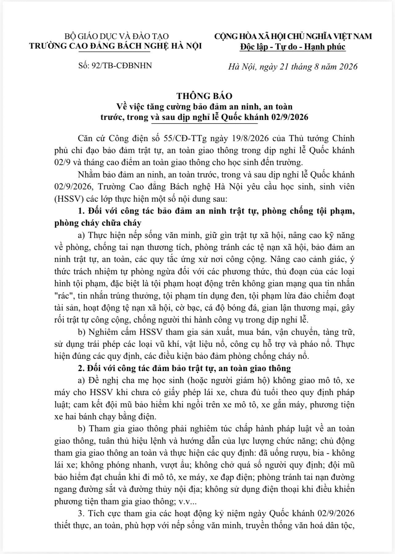 đảm Bảo An Toàn 2 Tháng 9