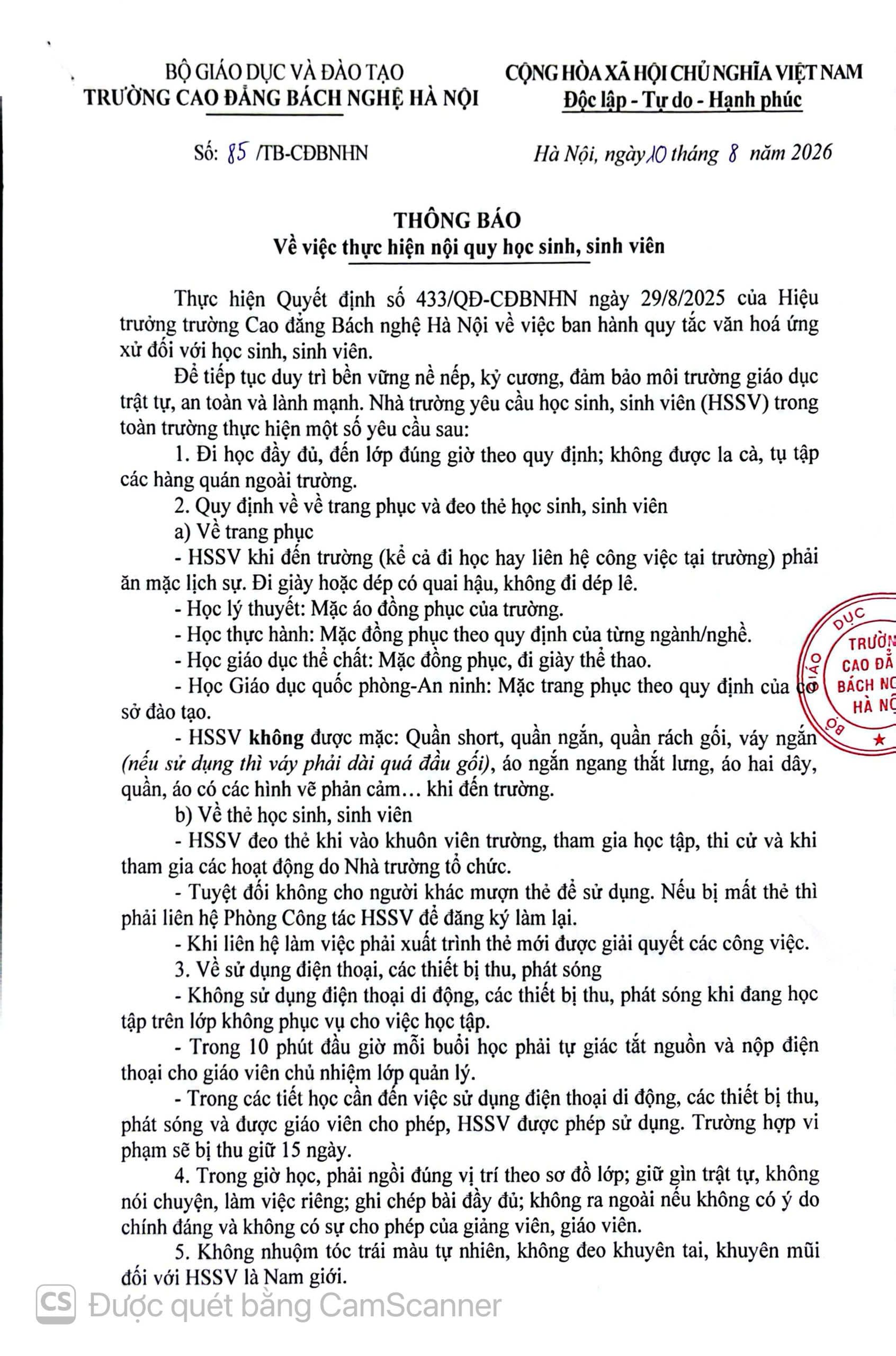 Nội Quy Học Sinh Sinh Viên (2)